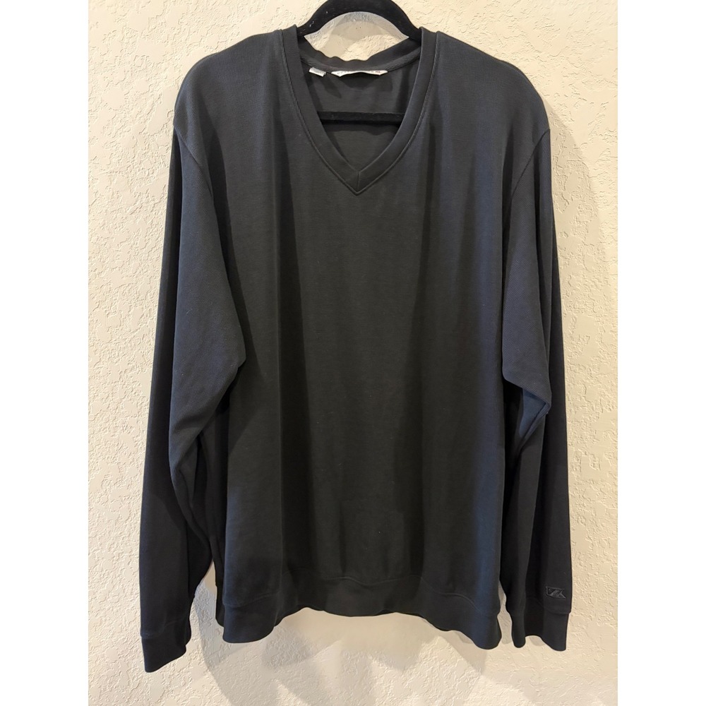Cutter & Buck Mens XL Black V-Neck Supima Cotton Pullover Sweatshirt